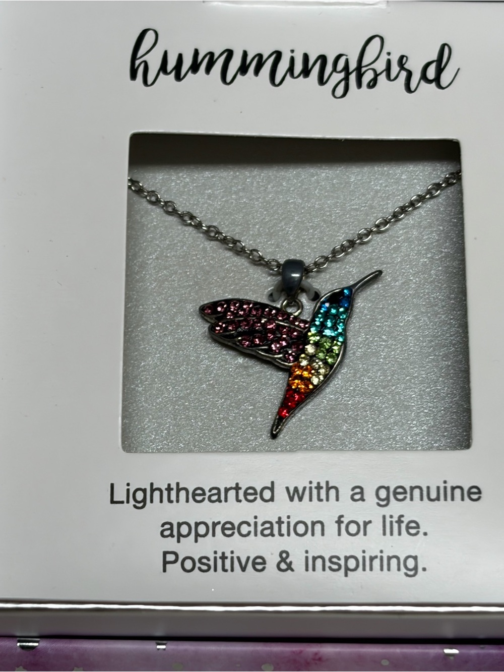 Hummingbird Rainbow Crystal Pendant Necklace - hummingbird on  18” chain